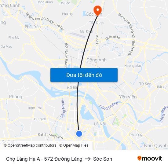 Chợ Láng Hạ A - 572 Đường Láng to Sóc Sơn map