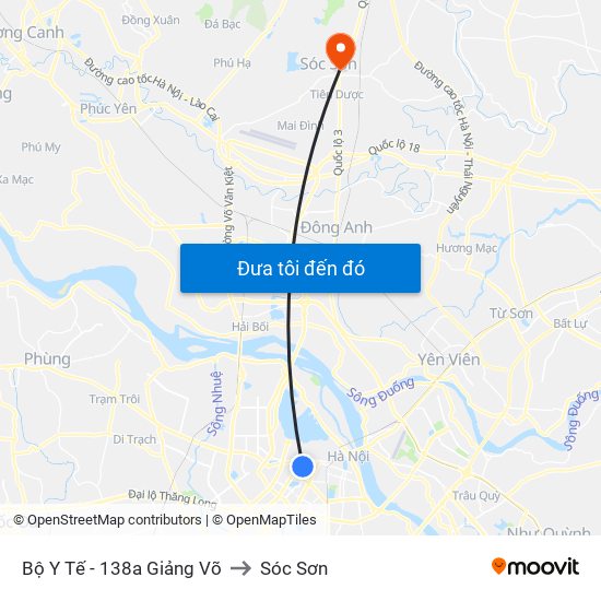 Bộ Y Tế - 138a Giảng Võ to Sóc Sơn map