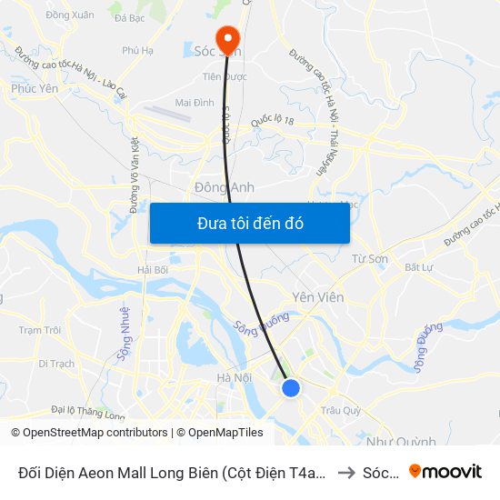 Đối Diện Aeon Mall Long Biên (Cột Điện T4a/2a-B Đường Cổ Linh) to Sóc Sơn map