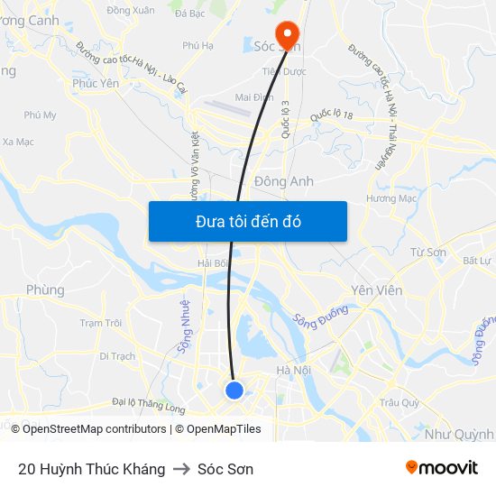 20 Huỳnh Thúc Kháng to Sóc Sơn map