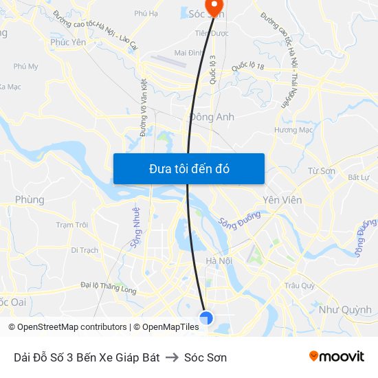 Dải Đỗ Số 3 Bến Xe Giáp Bát to Sóc Sơn map