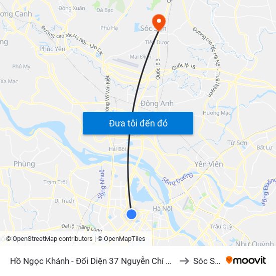 Hồ Ngọc Khánh - Đối Diện 37 Nguyễn Chí Thanh to Sóc Sơn map