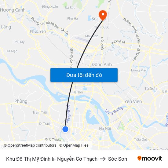 Khu Đô Thị Mỹ Đình Ii- Nguyễn Cơ Thạch to Sóc Sơn map