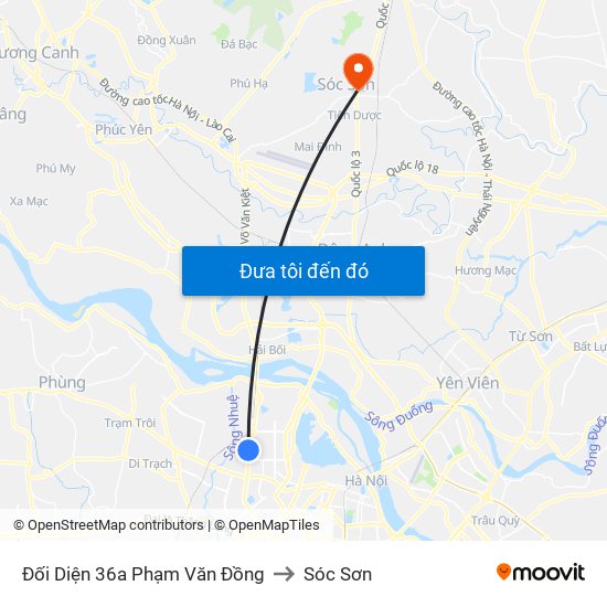 Đối Diện 36a Phạm Văn Đồng to Sóc Sơn map