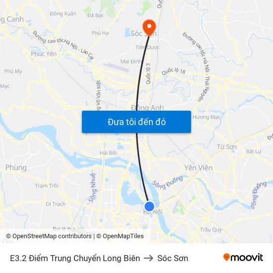 E3.2 Điểm Trung Chuyển Long Biên to Sóc Sơn map