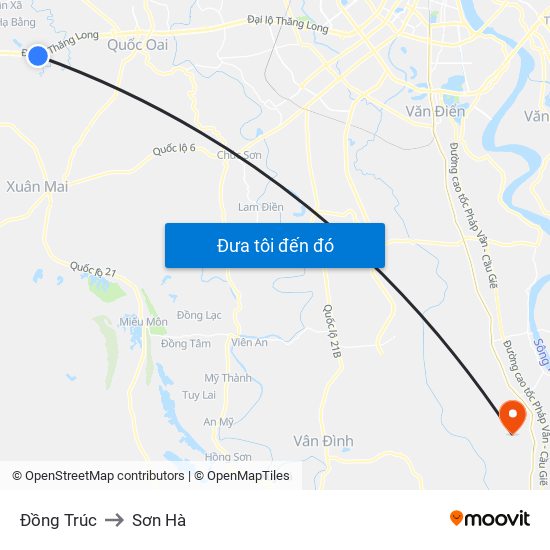 Đồng Trúc to Sơn Hà map