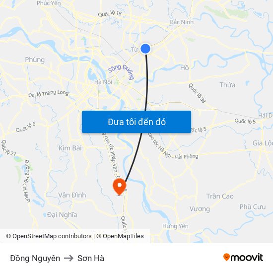 Đồng Nguyên to Sơn Hà map