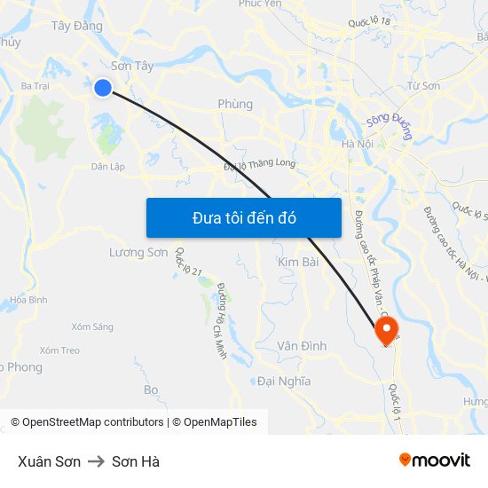 Xuân Sơn to Sơn Hà map