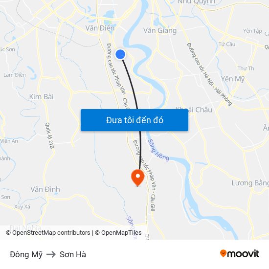 Đông Mỹ to Sơn Hà map