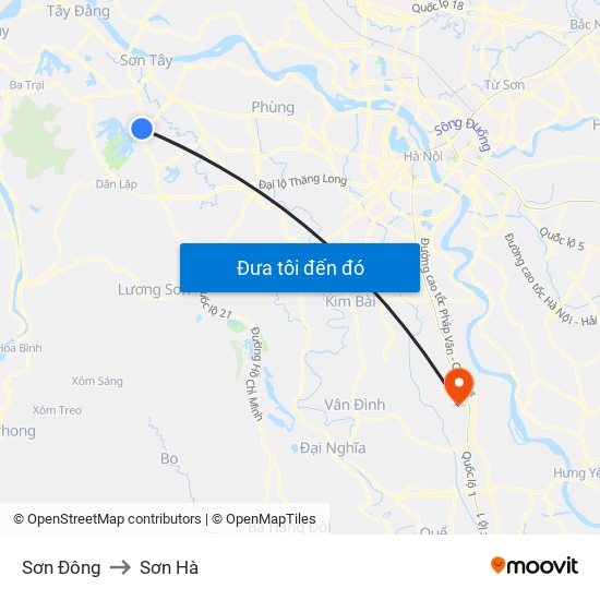 Sơn Đông to Sơn Hà map