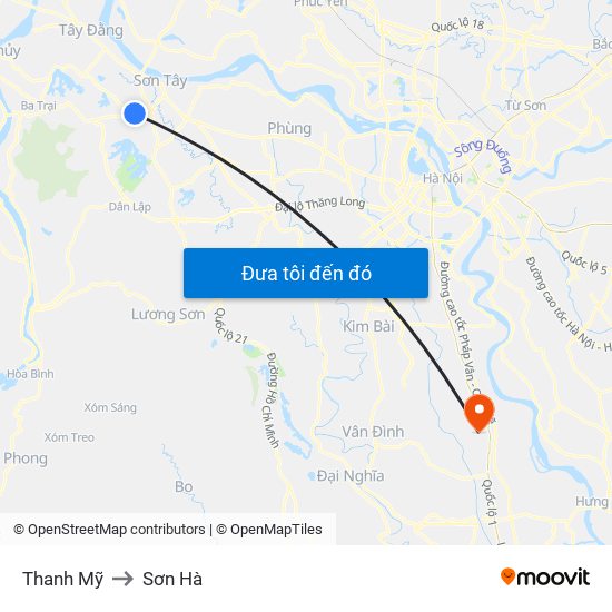 Thanh Mỹ to Sơn Hà map