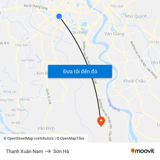 Thanh Xuân Nam to Sơn Hà map