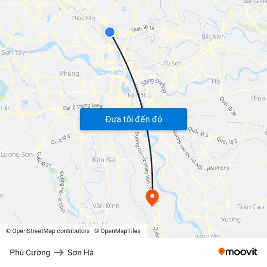 Phú Cường to Sơn Hà map