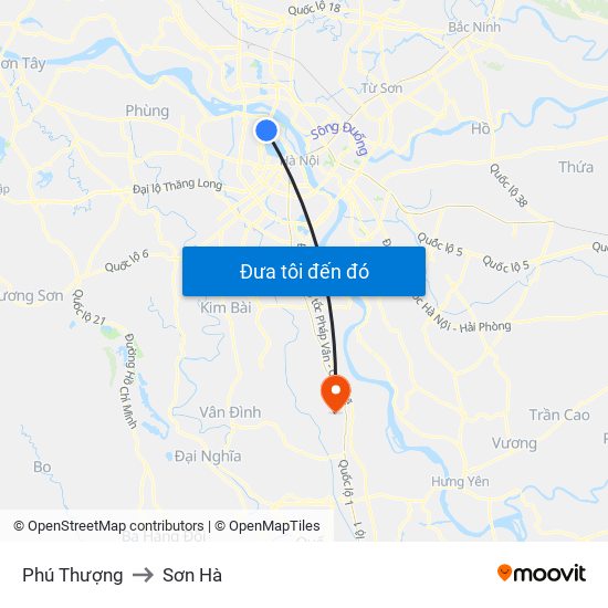 Phú Thượng to Sơn Hà map