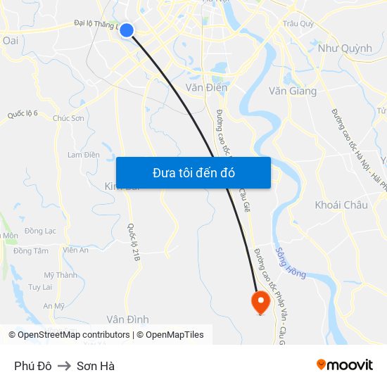 Phú Đô to Sơn Hà map