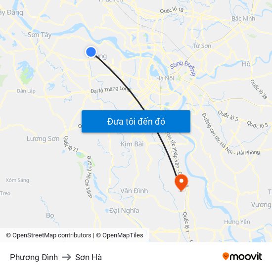 Phương Đình to Sơn Hà map