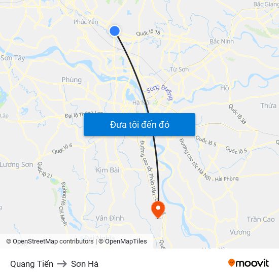 Quang Tiến to Sơn Hà map