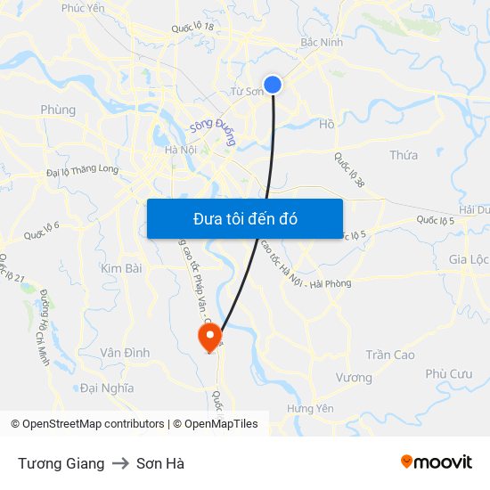 Tương Giang to Sơn Hà map