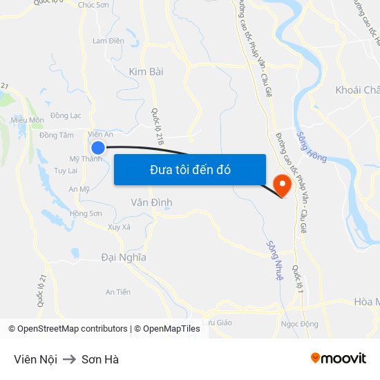 Viên Nội to Sơn Hà map