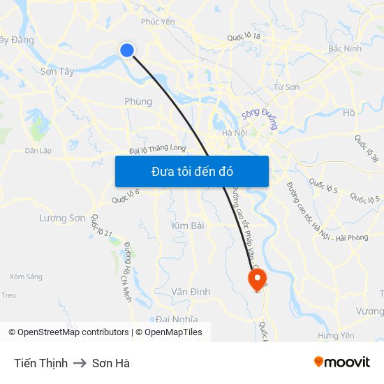 Tiến Thịnh to Sơn Hà map