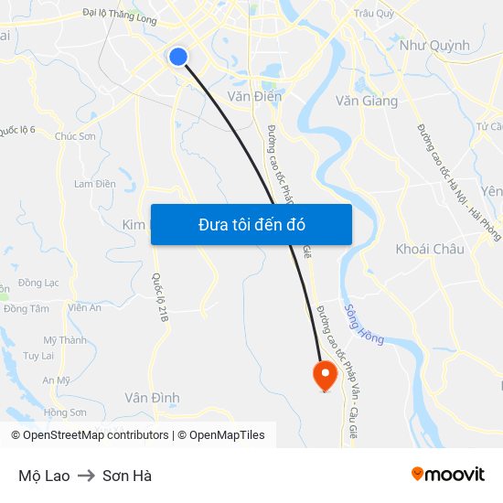 Mộ Lao to Sơn Hà map