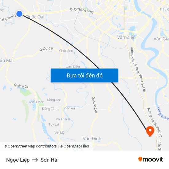 Ngọc Liệp to Sơn Hà map