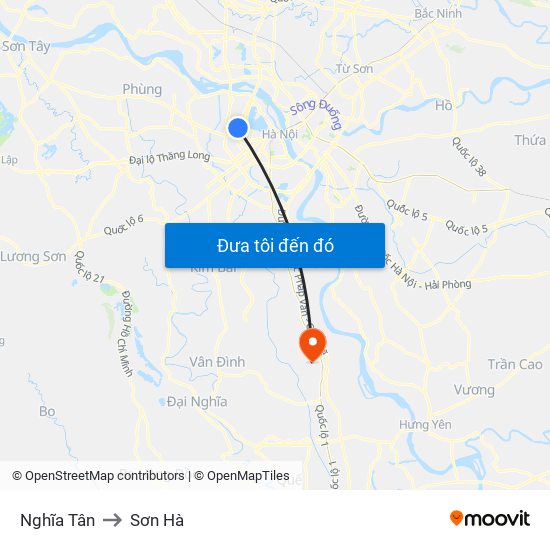 Nghĩa Tân to Sơn Hà map