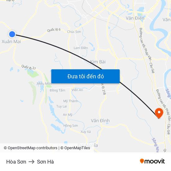 Hòa Sơn to Sơn Hà map