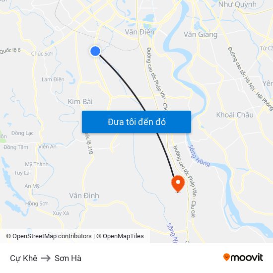 Cự Khê to Sơn Hà map