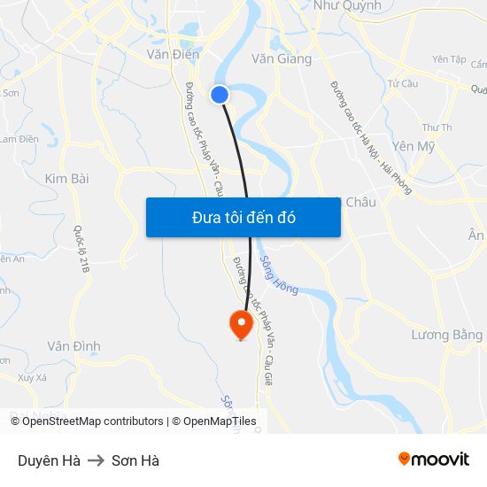 Duyên Hà to Sơn Hà map