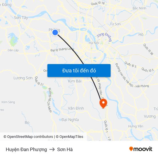 Huyện Đan Phượng to Sơn Hà map