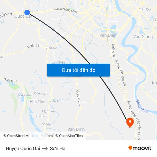 Huyện Quốc Oai to Sơn Hà map