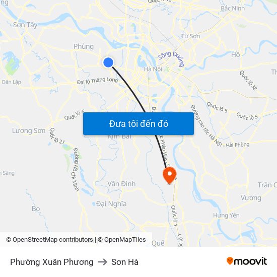 Phường Xuân Phương to Sơn Hà map