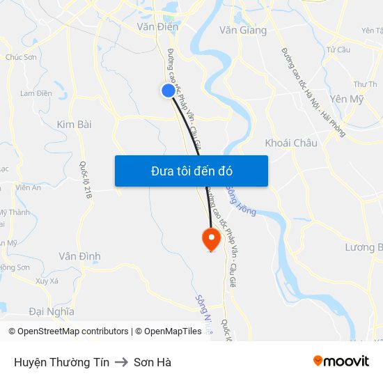 Huyện Thường Tín to Sơn Hà map