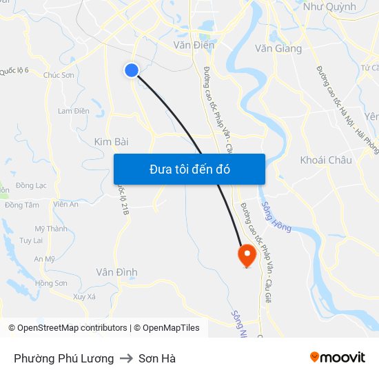 Phường Phú Lương to Sơn Hà map