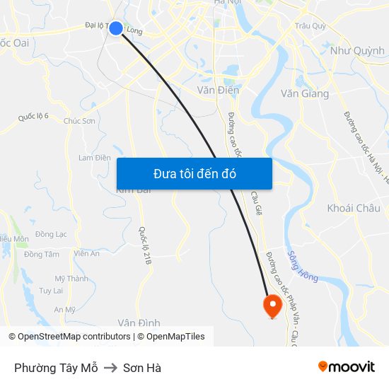 Phường Tây Mỗ to Sơn Hà map