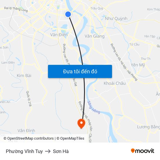 Phường Vĩnh Tuy to Sơn Hà map