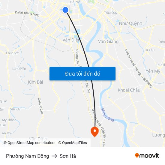Phường Nam Đồng to Sơn Hà map