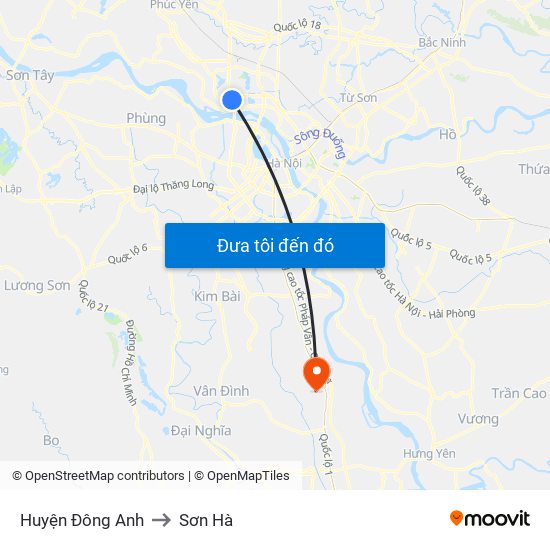 Huyện Đông Anh to Sơn Hà map