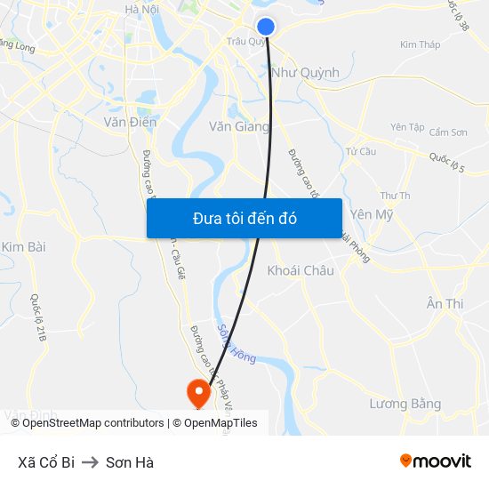 Xã Cổ Bi to Sơn Hà map