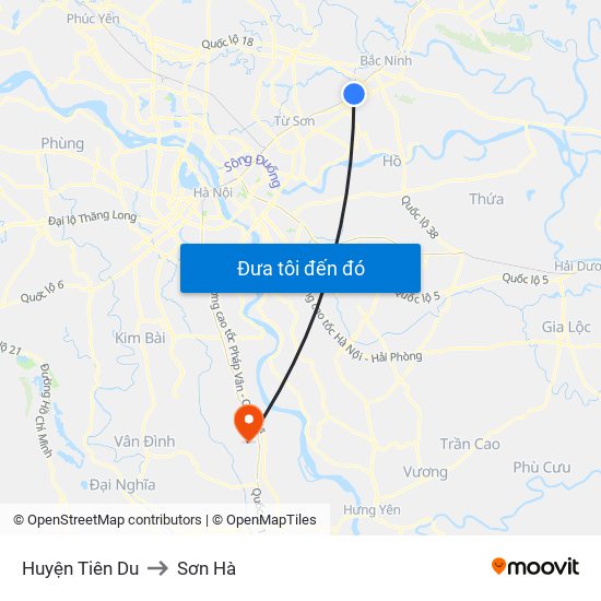 Huyện Tiên Du to Sơn Hà map