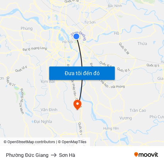 Phường Đức Giang to Sơn Hà map
