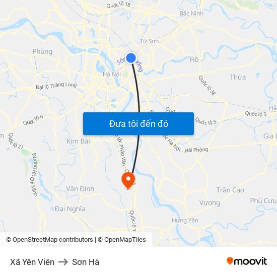 Xã Yên Viên to Sơn Hà map