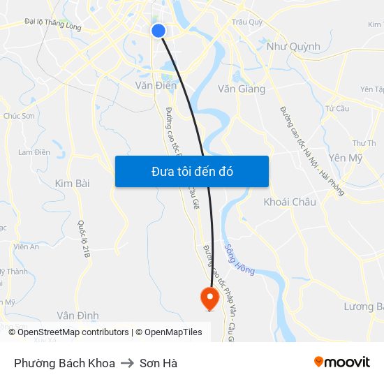 Phường Bách Khoa to Sơn Hà map
