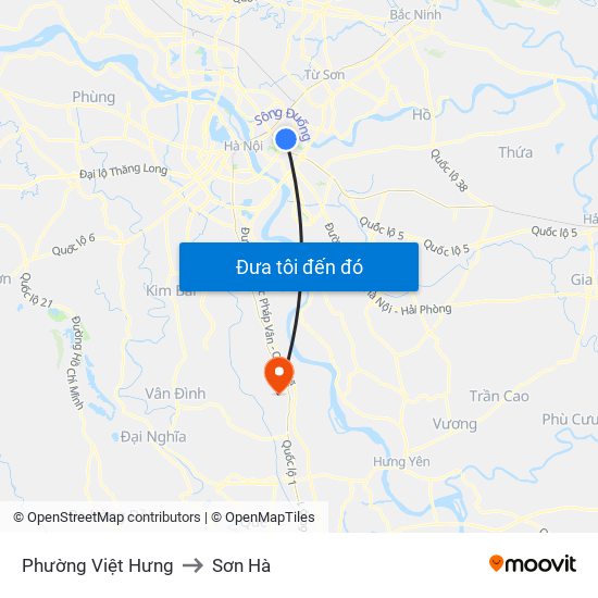 Phường Việt Hưng to Sơn Hà map