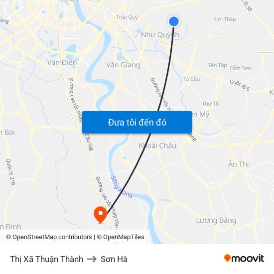 Thị Xã Thuận Thành to Sơn Hà map