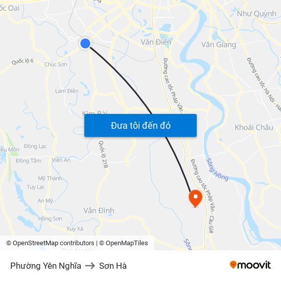 Phường Yên Nghĩa to Sơn Hà map