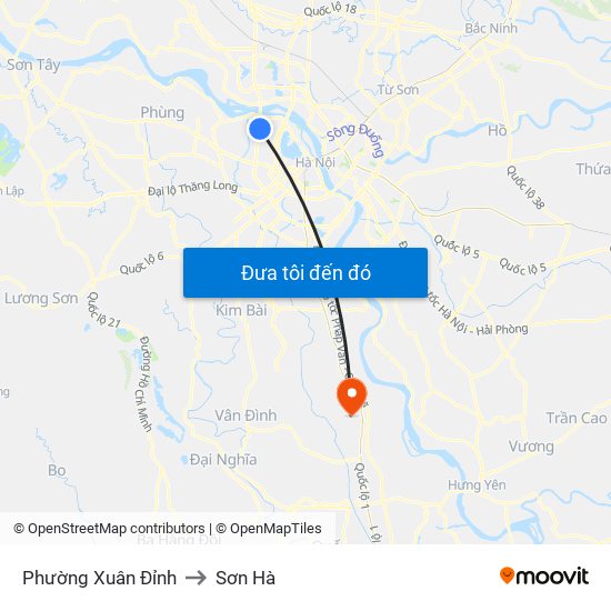 Phường Xuân Đỉnh to Sơn Hà map