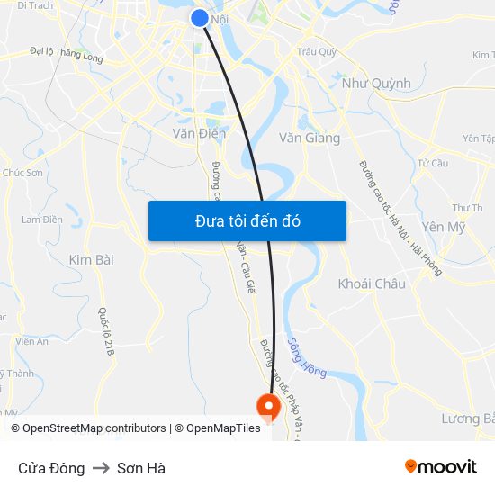Cửa Đông to Sơn Hà map