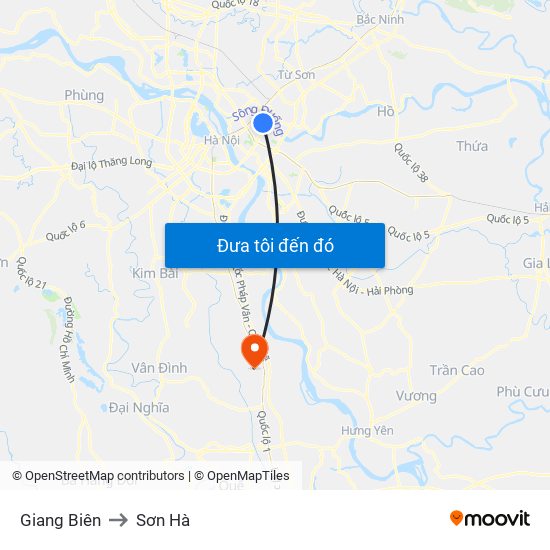 Giang Biên to Sơn Hà map
